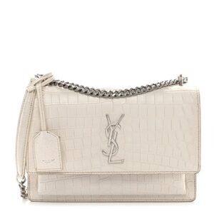 Yves Saint Laurent Calfskin Crocodile Embossed Sunset Medium